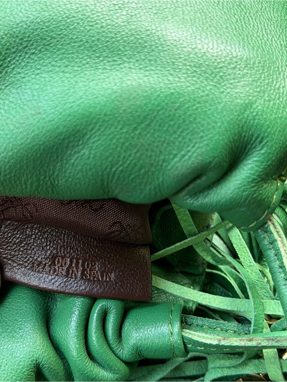 Rare Early Loewe Flamenco Tassel Mini Shoulder Bag Green Leather Archive - Picture 4 of 16